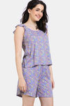 Zivame Floral Pop Woven Short Set - Dutch Canal — thumbnail 3